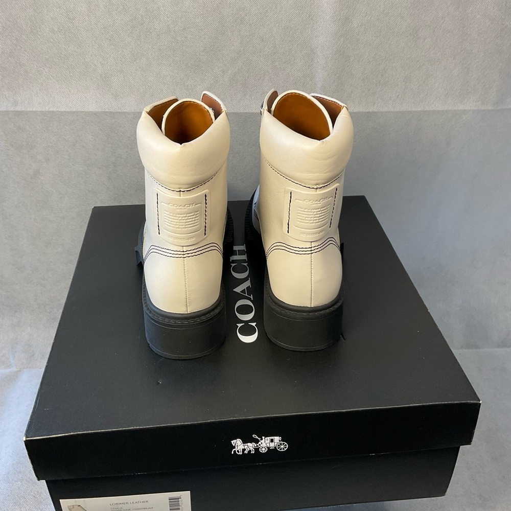 Coach Lorimer Leather boots size 7- Brand New with Box - Chalk Color - Picture 4 of 13